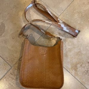 Ahdorned Tan Snakeskin Crossbody